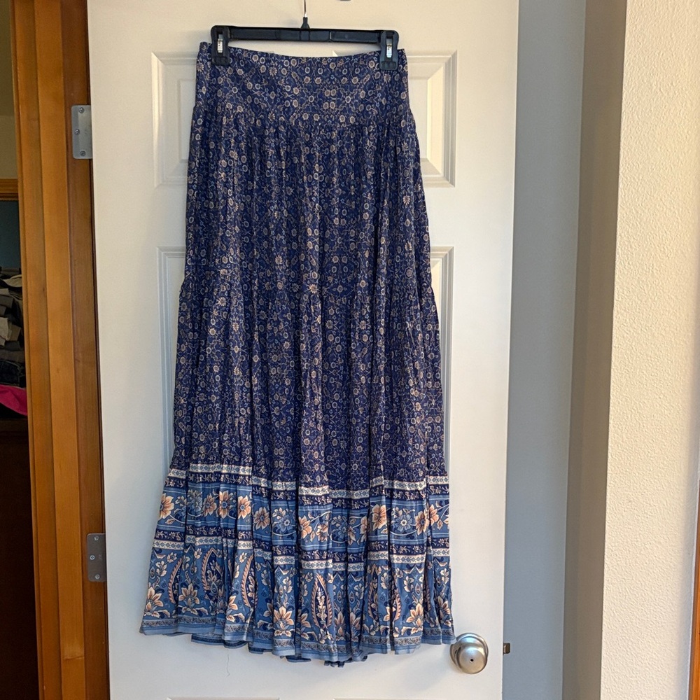 NATURAL LIFE Blue Floral A-Line Skirt